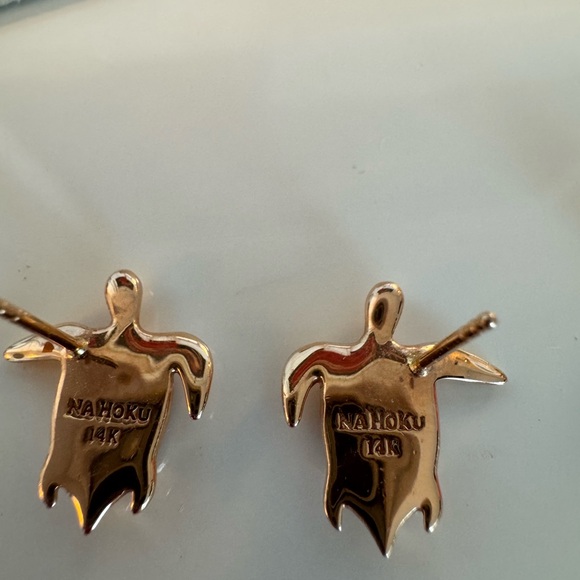 Na Hoku 14k rose gold, mother of pearl and diamonds turtle stud earrings - Picture 4 of 8